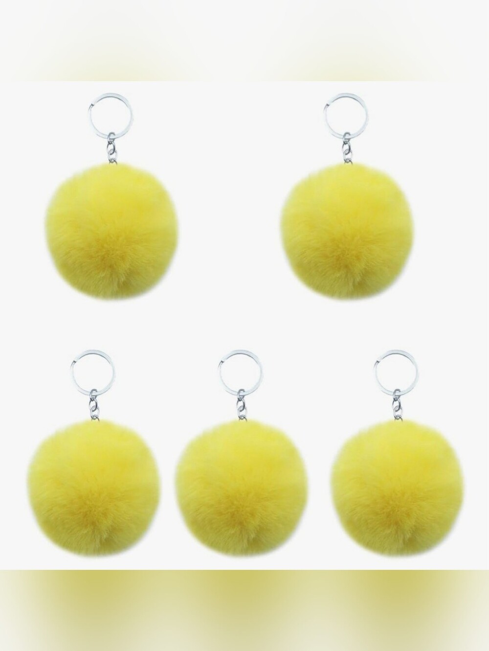 Yellow Faux Fur Pom Pom Keychain